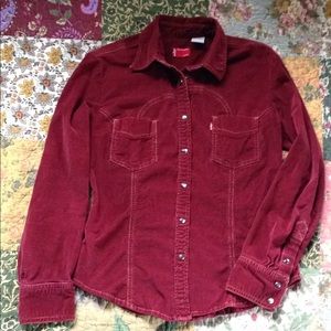 Levi's Corduroy Shirt, Burgundy, Size Small